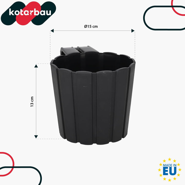 KOTARBAU® 6er Set Blumentopf Hängend - Pflanzkübel - ⌀ 15 cm H: 13 cm Anthrazit - Übertopf Kunststof