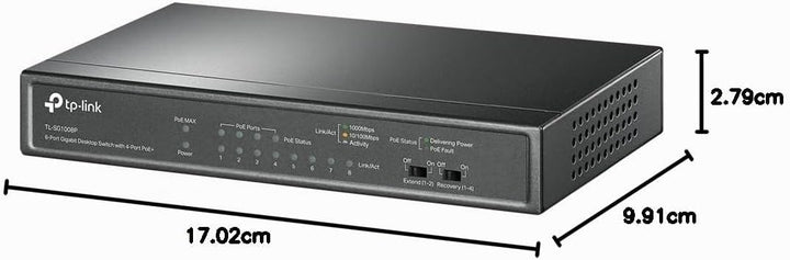TP-Link TL-SG1008P 8 Port PoE Switch mit 4 PoE+ Ports (64 Watt, IEEE-802.3af/at PoE,lüfterlos, Plug-