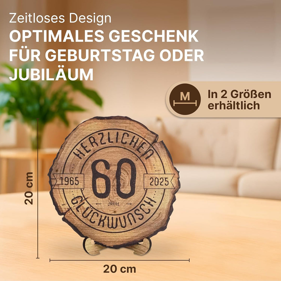DARO Design – Baumscheibe mit Gravur für 85. Geburtstag – Geburtstags Geschenk aus Holz – Hochwertig