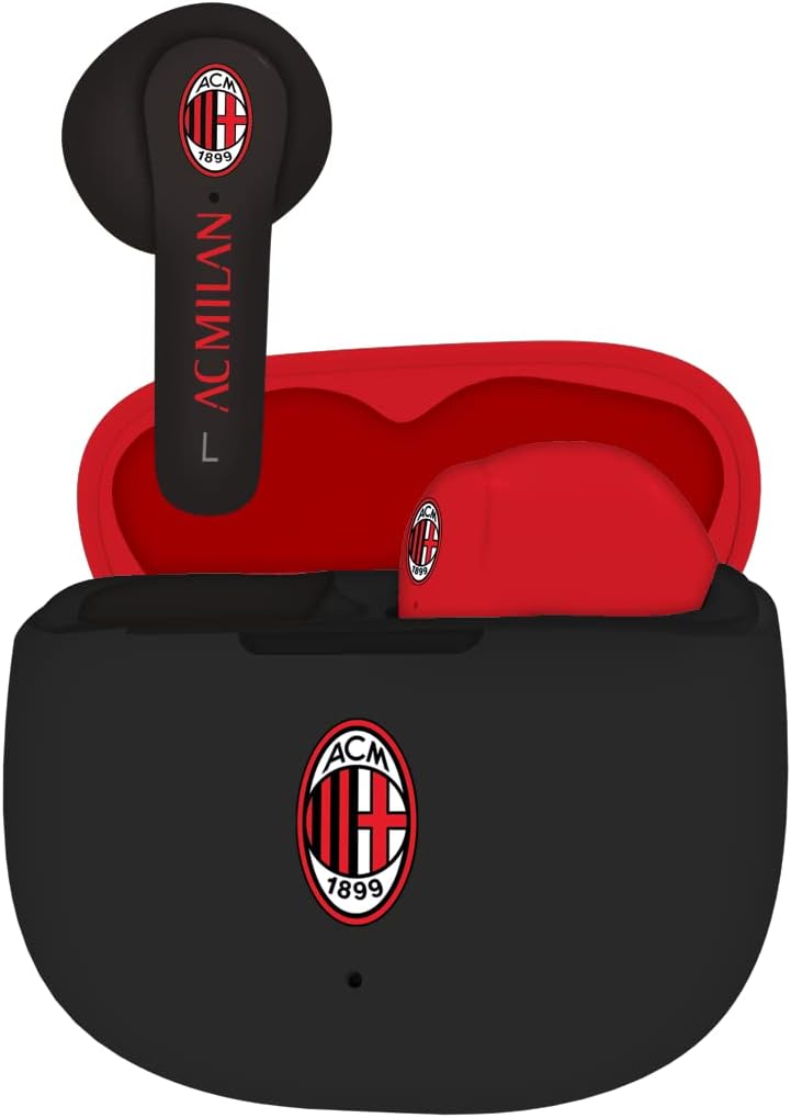AC Milan TECHMADE Kopfhörer Kabellos In Ear, Kopfhörer mit Ladebox Rot/Schwarz