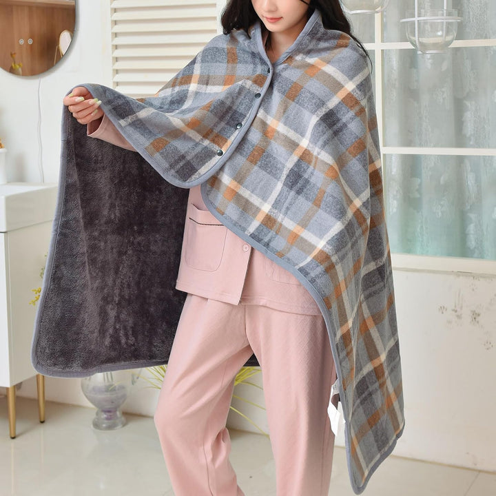 SIVENKE Damen Poncho Fleece Tragbare Decke, Karierte Schossdecke Bequemer Poncho Plüschdecken Überwu