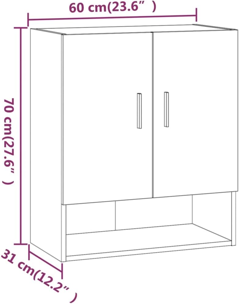 vidaXL Wandschrank Hängeschrank Bücherschrank Mehrzweckschrank Lagerschrank Schrank Wohnzimmer Grau