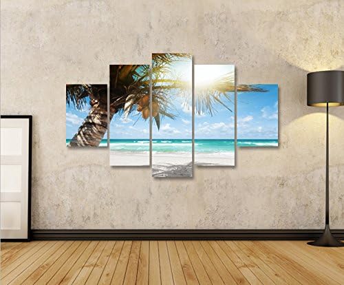 islandburner Bild Bilder auf Leinwand Palmenstrand MF Karibik XXL Poster Leinwandbild Wandbild Dekoa