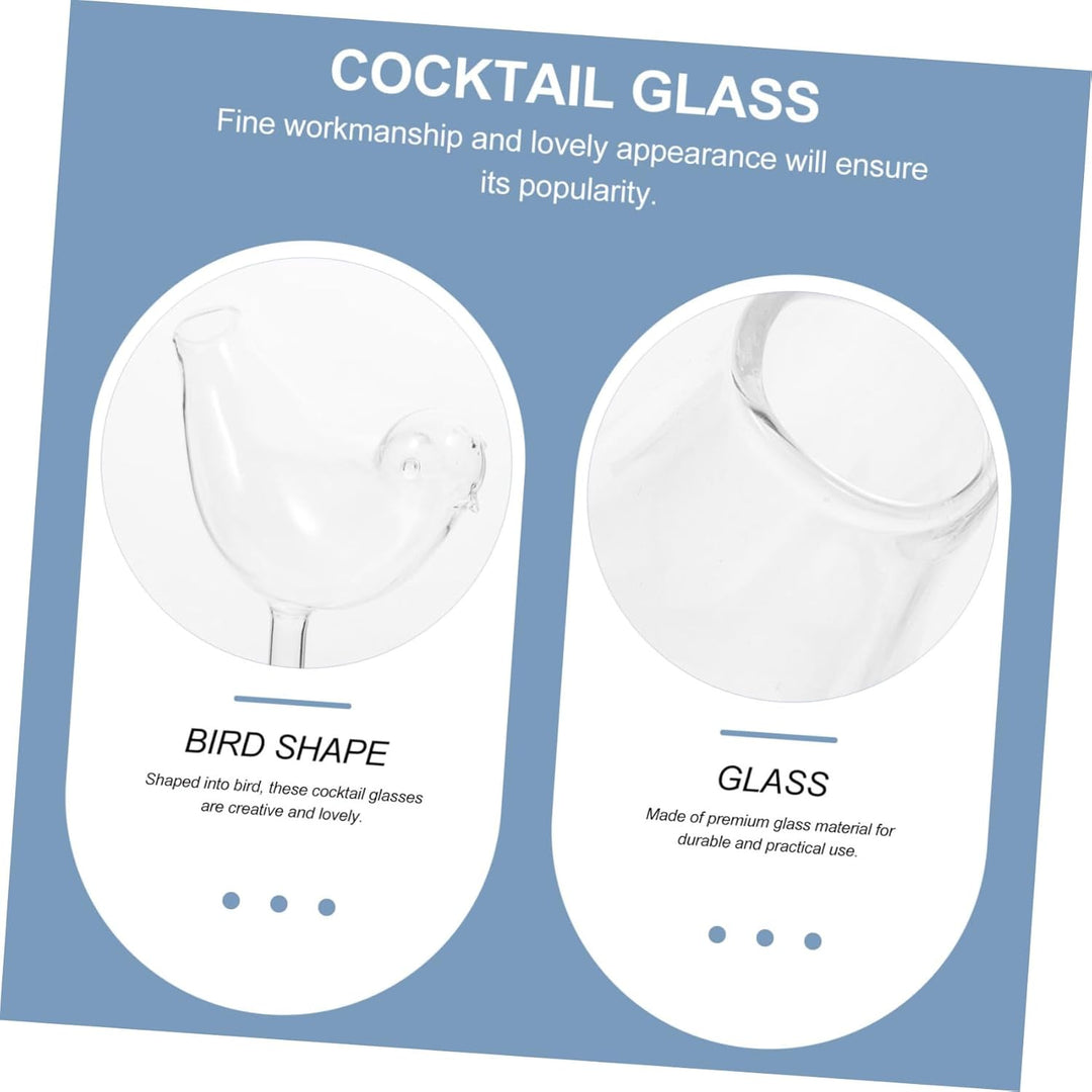 YARNOW 4Pcs Cocktail Glas Becher Cocktail Glas Vogel Form Transparent Glas Tasse Dekorative Cocktail