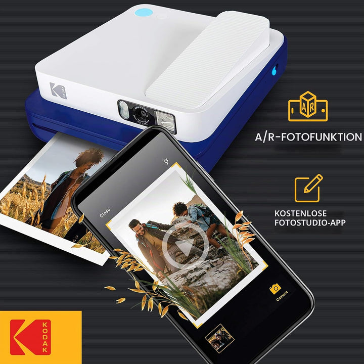 KODAK Smile Classic Sofortbilddigitalkamera + Bluetooth (Blau), 16MP, 35 Drucke/Aufladung – Starter-