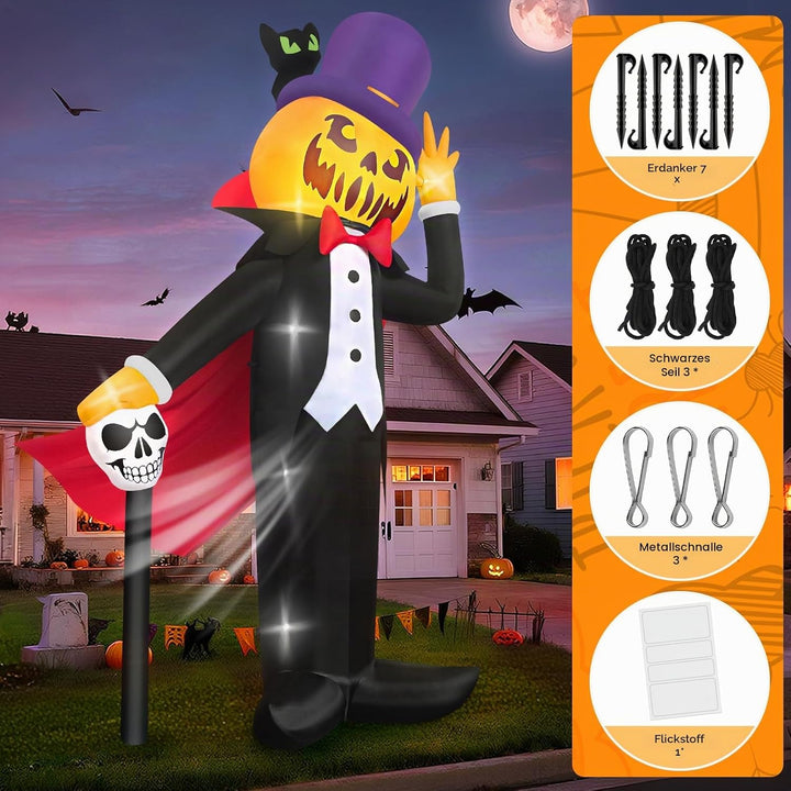 Kalolary 14FT Halloween Inflatables Aufblasbar Deko Kürbis Vampir Dekoration, mit eingebauten LEDs A