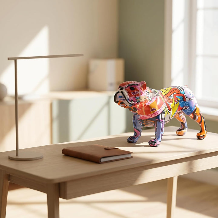 suruim Bunte englische Bulldogge Figuren, kreative Graffiti-Kunst, Moderne Dekoration für Zuhause, S