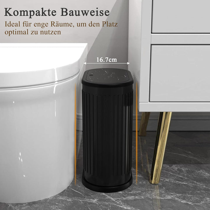 6 L schlanker Mülleimer mit Deckel, kleiner Büroabfalleimer, schmaler Mülleimer mit Innenfass, Druck