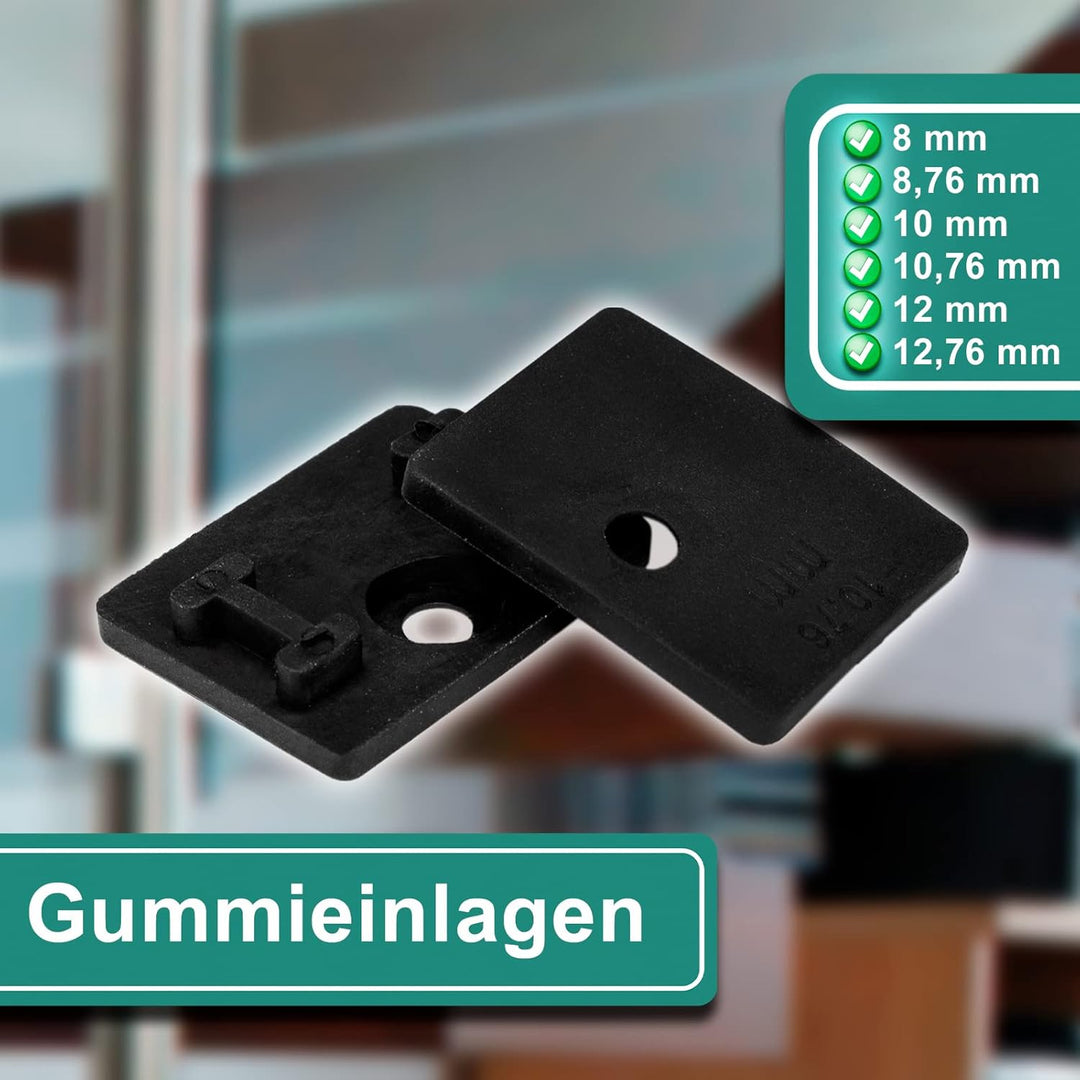 PRIOstahl Glashalter 4 Stück Glasklemme Klemmhalter Glashalter mit Sicherungsplatte + Sicherungsstif