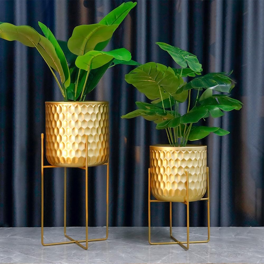 TRIROCKS Set aus 2 Metall Pflanzenständer 31 cm & 45 cm Blumenständer Moderne Pflanzenhalter Blumenh