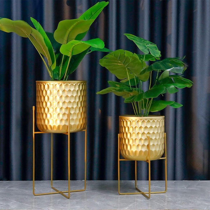 TRIROCKS Set aus 2 Metall Pflanzenständer 31 cm & 45 cm Blumenständer Moderne Pflanzenhalter Blumenh