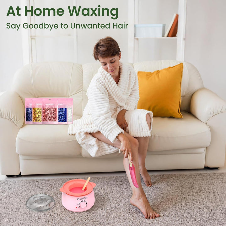 Waxing Set Wachs Haarentfernung zuhause: Warmwachs Haarentfernung - Wachswärmer Gerät mit Silikon Sc