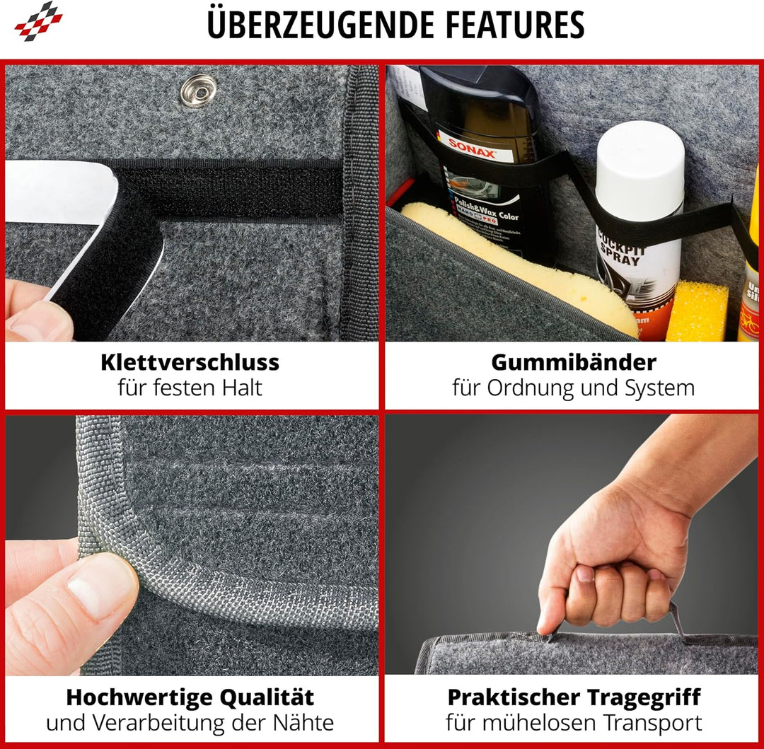 Walser Auto Organizer Toolbag Grösse XXL, Kofferraum Organizer, Auto Gadget, Aufbewahrungsbox Auto,