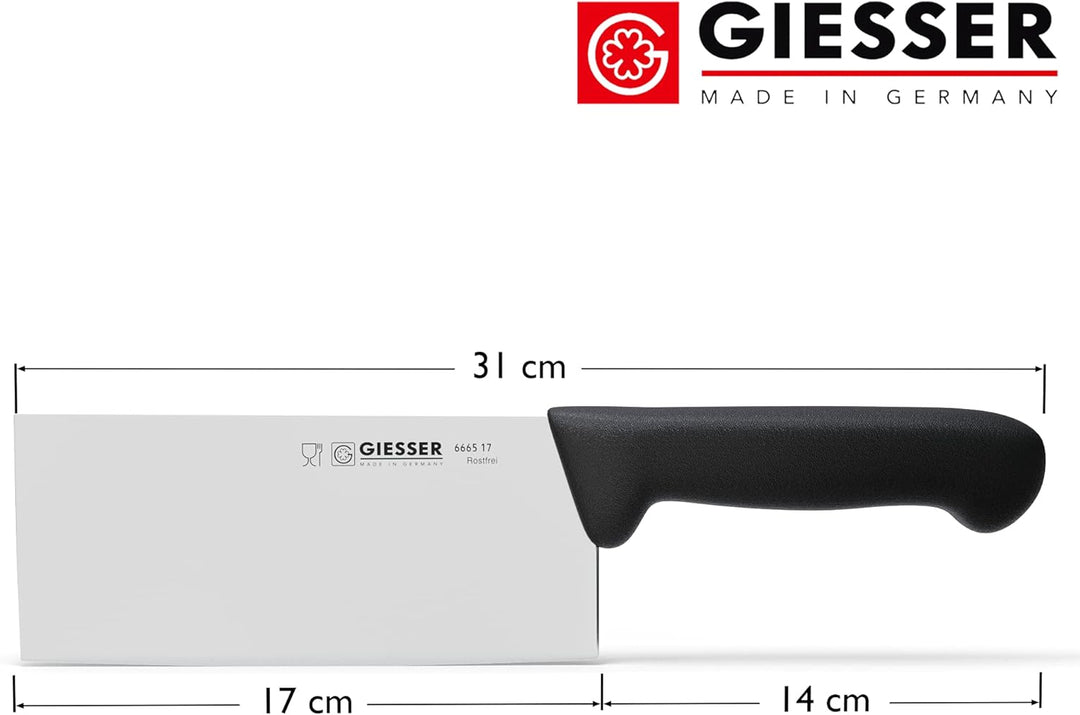 Giesser seit 1776 - Made in Germany - schwarz, Basic Black, Klinge 17 cm, rutschfest, Hackmesser spü