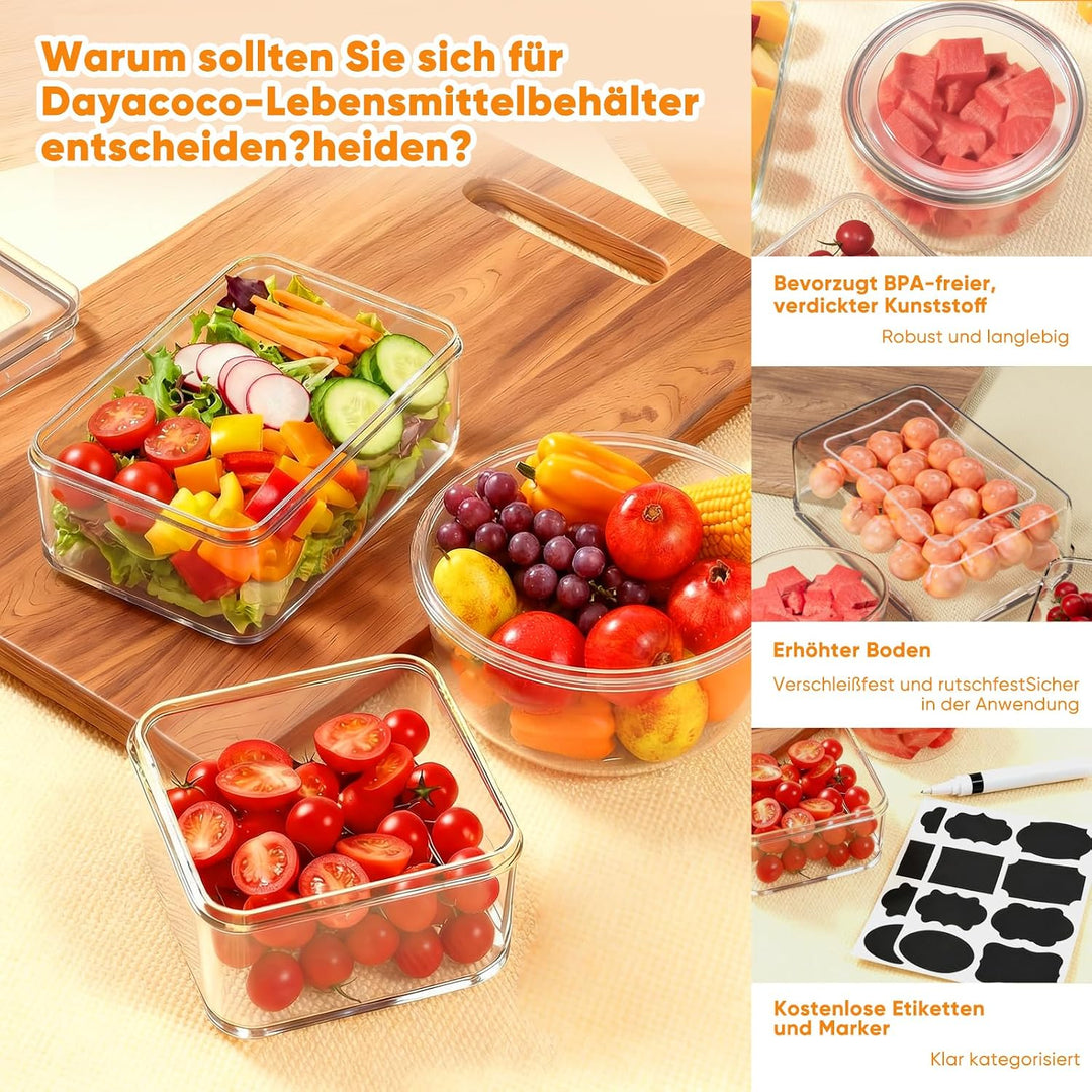 Dayacoco 52er Frischhaltedosen mit Deckel, BPA-frei, mikrowellengeeignet | 26 Behälter + Deckel. BPA