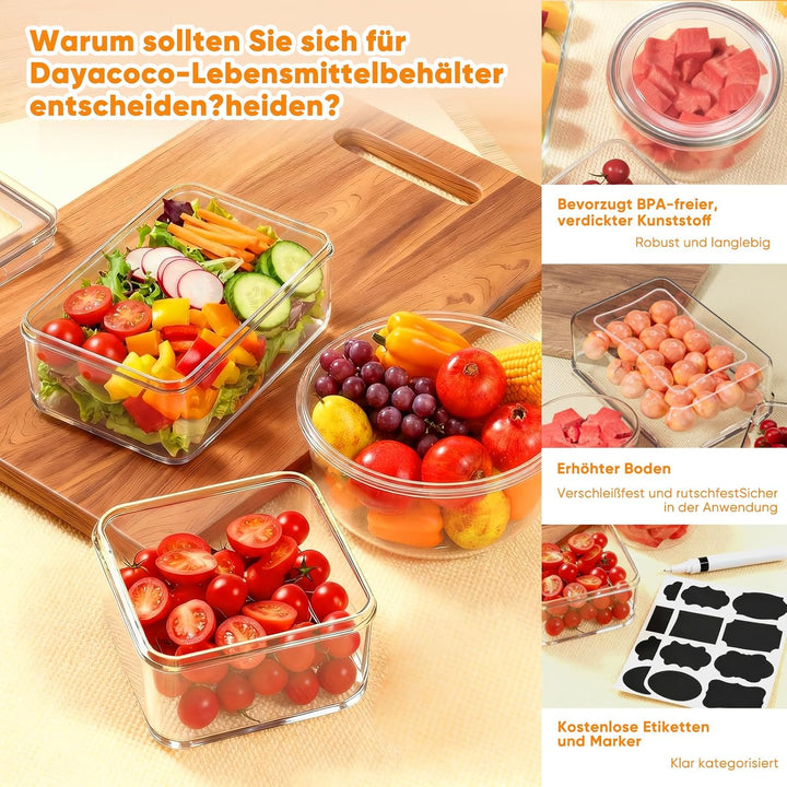 Dayacoco 52er Frischhaltedosen mit Deckel, BPA-frei, mikrowellengeeignet | 26 Behälter + Deckel. BPA
