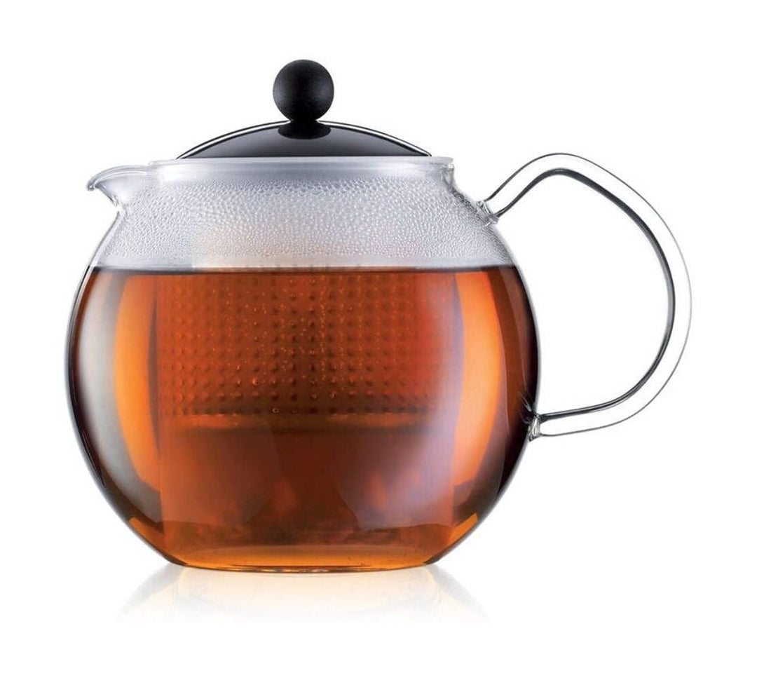 Bodum ASSAM Teebereiter (Glasgriff, Farbiger Deckel, Permanent Kunststofffilter, 1,0 liters) schwarz