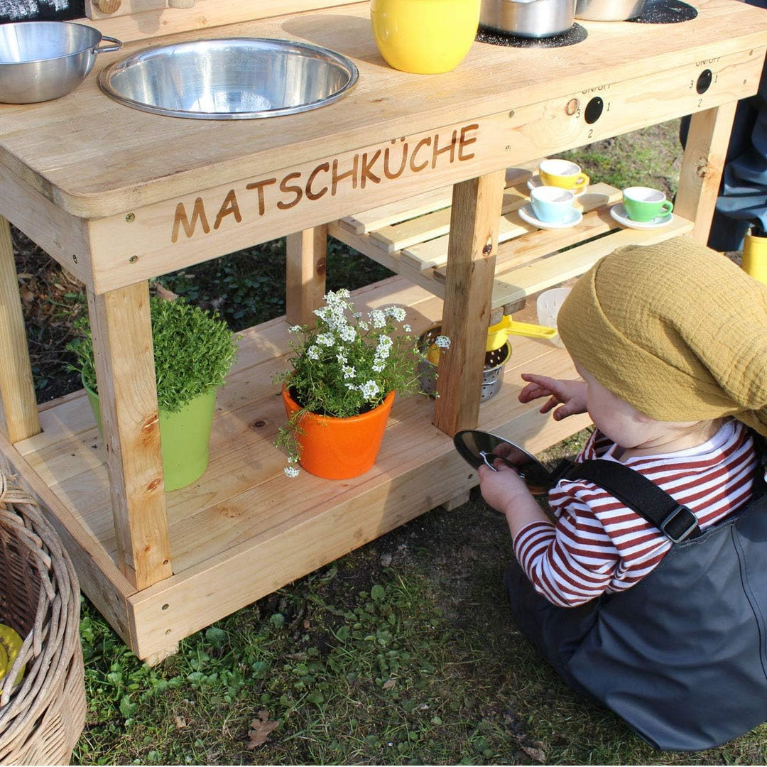 Sun Matschküche mit Tafel aus Holz - Outdoorküche für Kinder