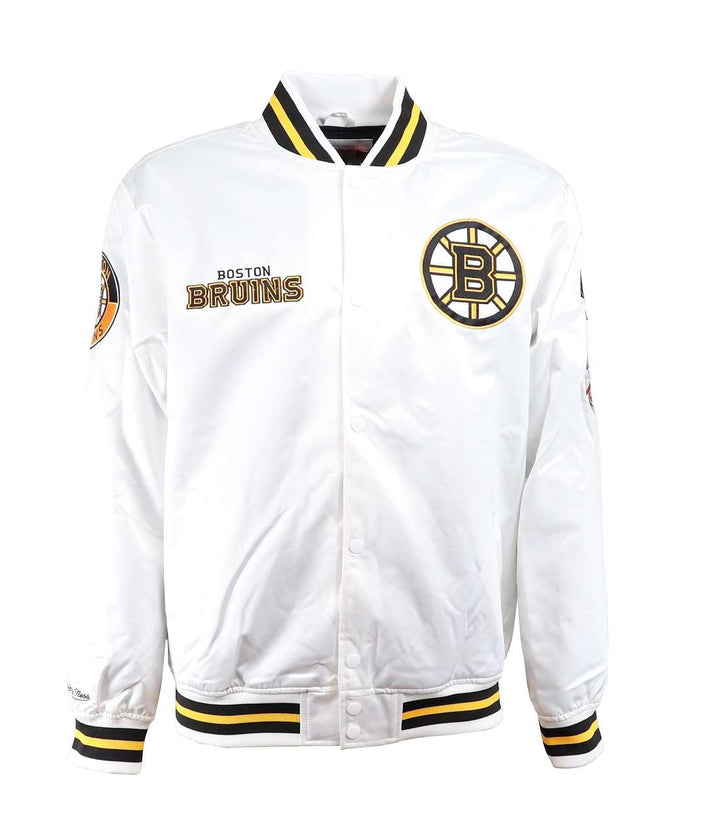 Mitchell & Ness NBA Hometown LW Satin Jacket, White XXL #1-Bruins-White-31091, XXL #1-Bruins-White-3