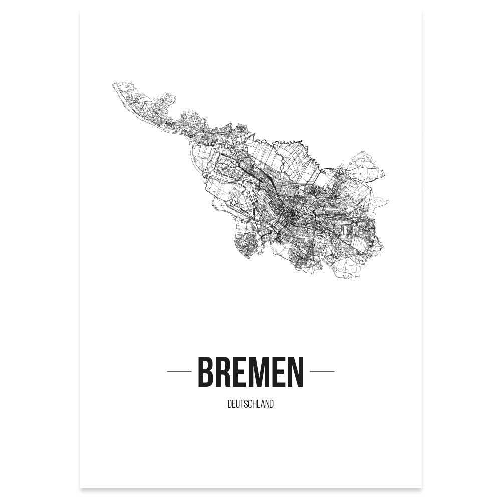 JUNIWORDS Stadtposter, Bremen, Wähle eine Grösse, 40 x 60 cm, Poster, Schrift B, Weiss 40 x 60 cm Sc
