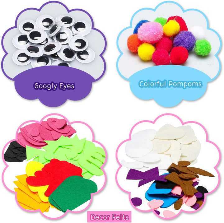 WATINC 6Pcs Felt Handpuppe DIY Art Craft Set für Moderne Kinder Filz Spielpuppe Socke Pompoms Bastel