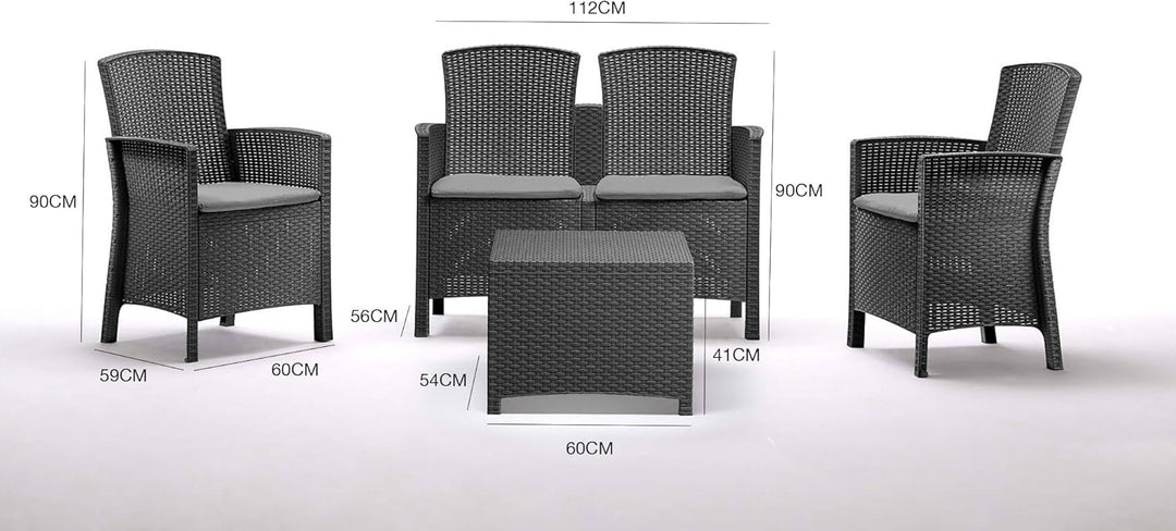 Dmora Urano-Lounge, Gartenmöbel-Set mit Kissen, für den Innen-und Aussenbereich, 100% Made in Italy,