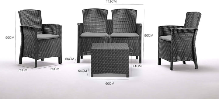 Dmora Urano-Lounge, Gartenmöbel-Set mit Kissen, für den Innen-und Aussenbereich, 100% Made in Italy,