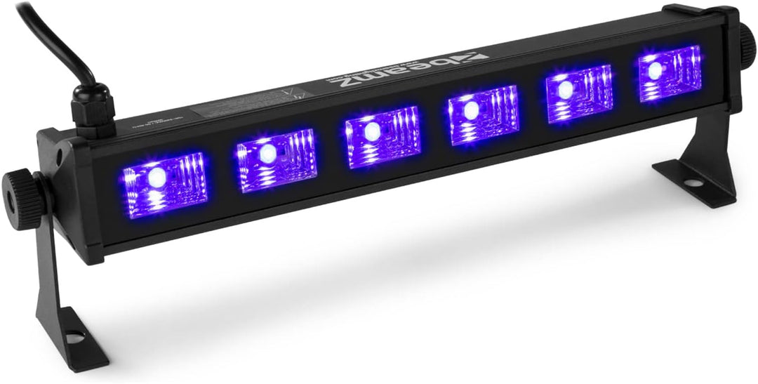 BeamZ BUV63 Schwarzlichtlampe, Schwarzlicht Party BAR 36cm mit 6x 3 Watt LEDs, UV Strahler, Schwarzl