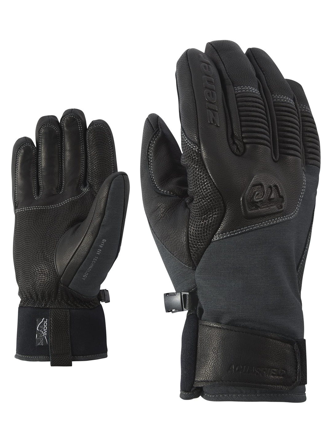 Ziener Herren Ganzenberg Ski-Handschuhe/Wintersport, wasserdicht, atmungsaktiv, Alpine Wool 8 grey i