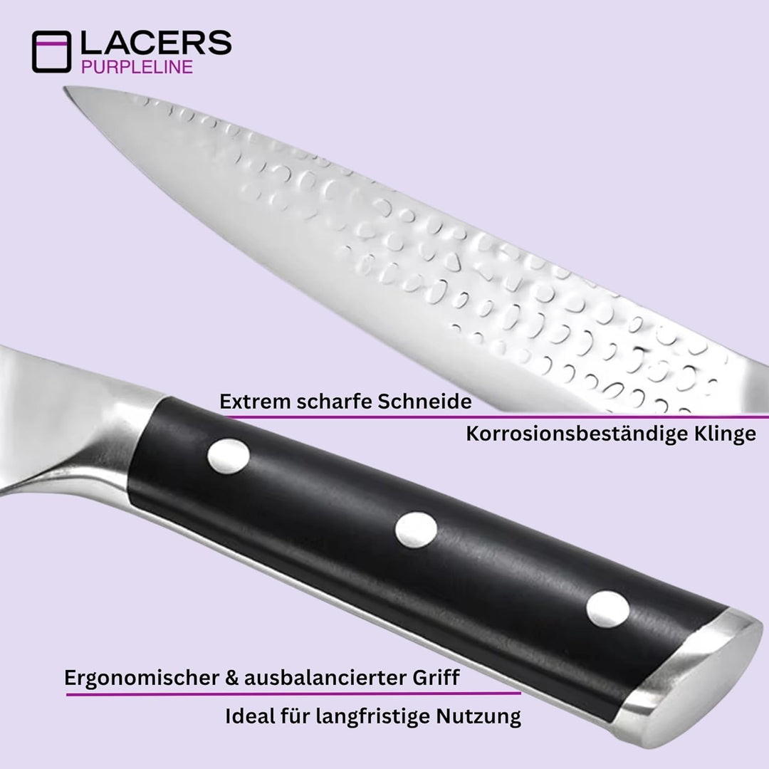 Lacers PurpleLine 6-tlg. Messerset mit Messerblock Holz – Profi Küchenmesser Set Edelstahl Scharf –