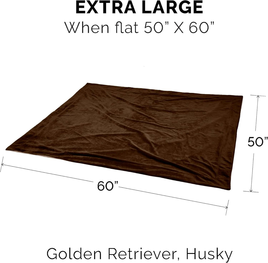 Furhaven XL Waterproof Two-Tone Luxe Velvet Dog Blanket, Washable - Brownstone, Extra Large Brownsto