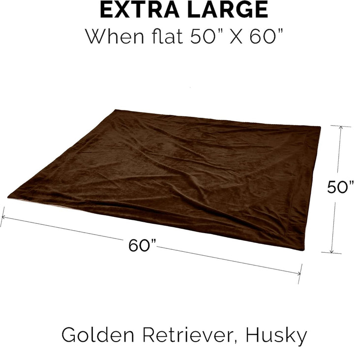 Furhaven XL Waterproof Two-Tone Luxe Velvet Dog Blanket, Washable - Brownstone, Extra Large Brownsto