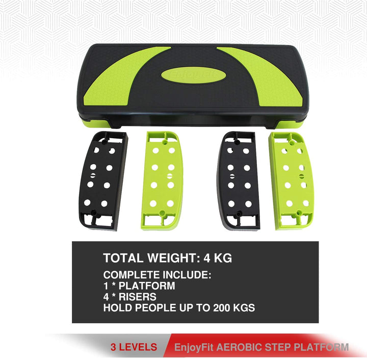 EnjoyFit Aerobic Steppbrett XL Premium Extra Gross Inkl. 3-Fach Höhenverstellbarer Stepper, 78 x 30