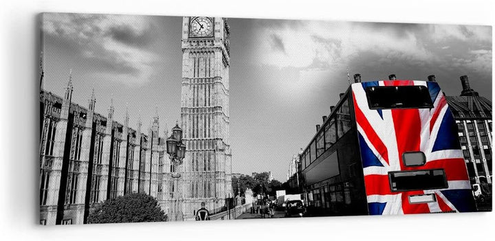 Wandbilder Dekoration Wohnzimmer Bus London Big Ben Gebäude Panorama Bilder auf Leinwand 120x50cm Le