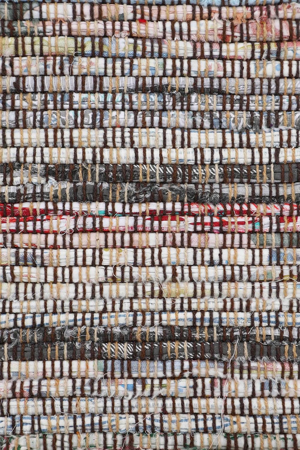 carpetfine Flachgewebeteppich Kelim Chindi Braun 60x110 cm | Moderner Teppich für Wohn- und Schlafzi