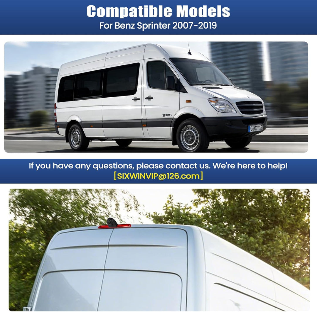 SIXWIN 720P Rückfahrkamera mit Bremsleuchte, Auto Rückfahrkamera für Benz Sprinter 2007-2019,140° We
