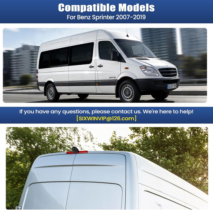 SIXWIN 720P Rückfahrkamera mit Bremsleuchte, Auto Rückfahrkamera für Benz Sprinter 2007-2019,140° We