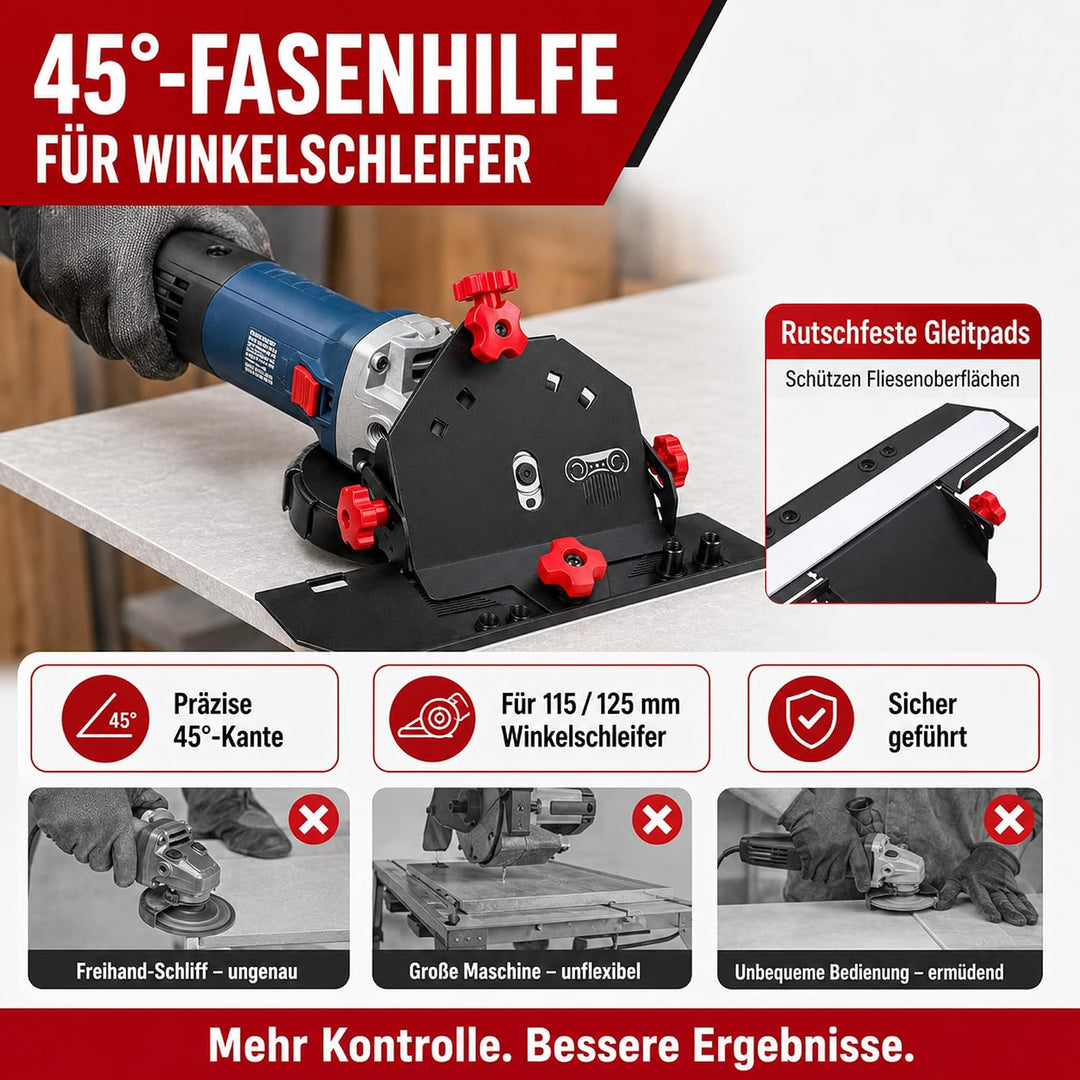 Fliesen Gehrungsschneider, 45 Grad Fliesenschneider für Winkelschleifer 115/125 mm Tile Cutter mit A