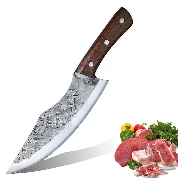Ausbeinmesser Hackmesser Küchenmesser mit Lederhülle Handgeschmiedete Kochmesser Profi Wikinger Mess