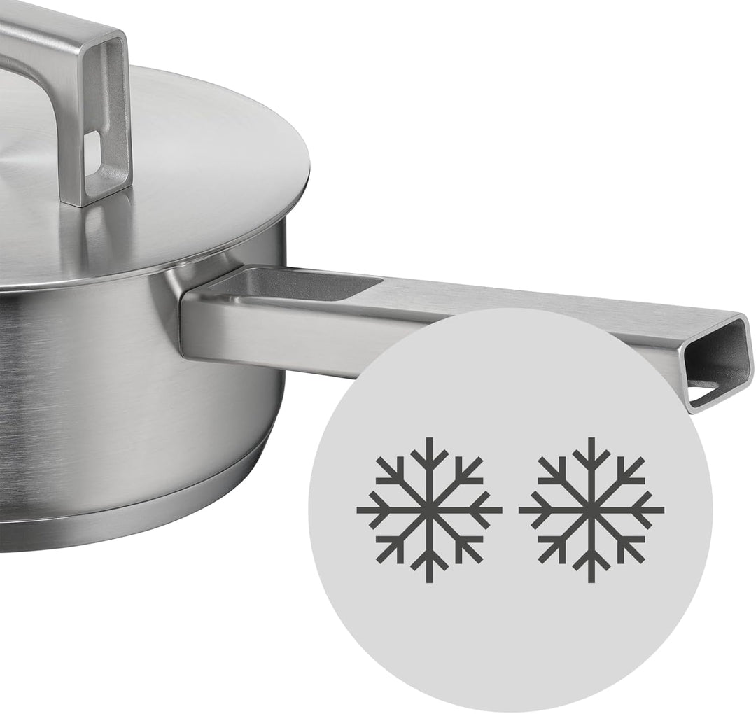 WMF Ultimate Cool Stielkasserolle 16cm mit Deckel, Kochtopf klein 1,4l, Milchtopf Induktion, Cromarg