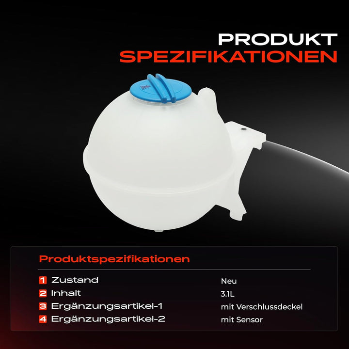 Frankberg Ausgleichsbehälter Kühlmittel Mit Sensor Kompatibel mit Sprinter 3-T 3,5-T 4,6-T 5-T 906 C