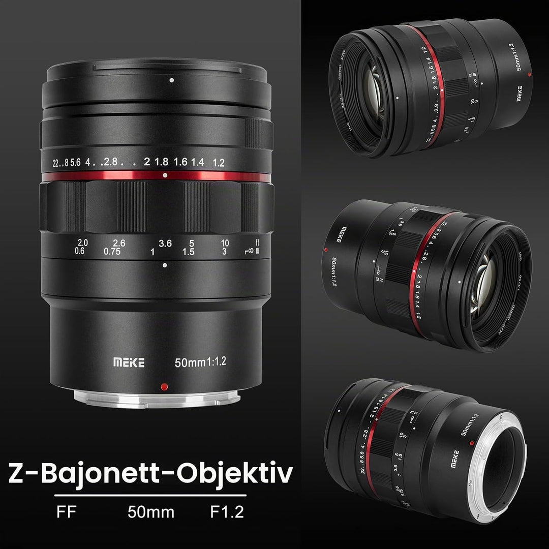 Meike MK-50 mm F1.2 grosse Blende Vollrahmen manueller Fokus Fixobjektiv für Z-Mount Z5 Z6 Z7 Z50