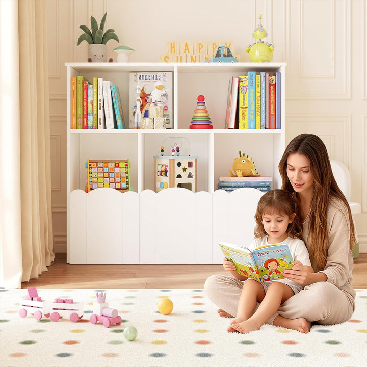 YOUDENOVA 3 Tier Kinderregal, Bücherregal, Kinderzimmer Möbel, Spielzeug Aufbewahrung auf Rollen, 10