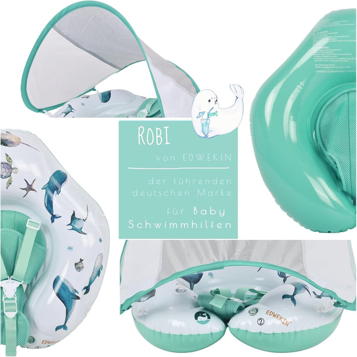 EDWEKIN® Einzigartiger Baby Schwimmring mit handgemalten Motiven | Innovative Baby Schwimmhilfe mit