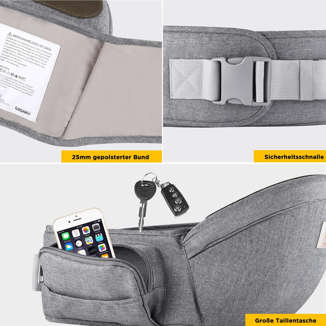 GAGAKU Baby Hüftsitz Leichte Taille Hocker 4 Tragepositionen für Kinder 0-36 Monate Neugeborenes Pol