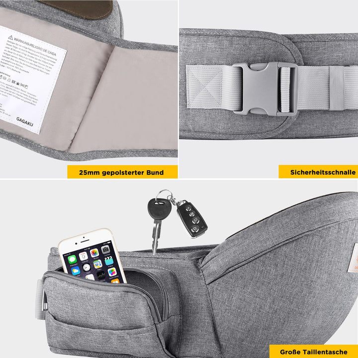 GAGAKU Baby Hüftsitz Leichte Taille Hocker 4 Tragepositionen für Kinder 0-36 Monate Neugeborenes Pol