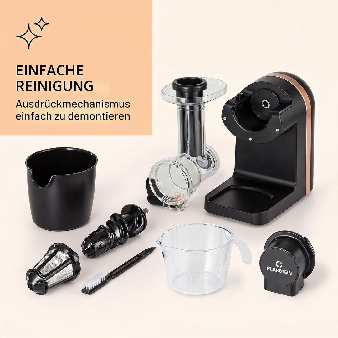 Klarstein Bella Elegance Saftpresse 200 W, Entsafter mit 400 ml, BPA-frei, rutschfester Standfuss, m