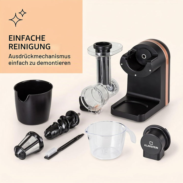 Klarstein Bella Elegance Saftpresse 200 W, Entsafter mit 400 ml, BPA-frei, rutschfester Standfuss, m