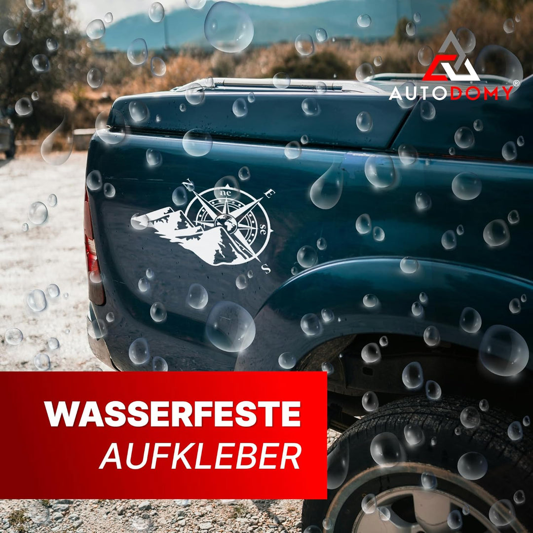 Autodomy Kompass Off Road Windrose Aufkleber Paket 2 Stück | Kompass Aufkleber Wohnmobil und Auto od
