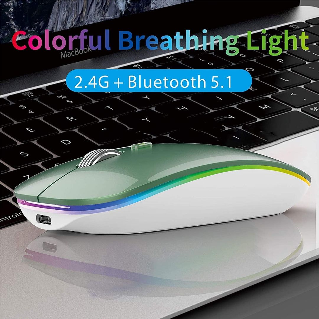 Uiosmuph Bluetooth Maus Kabellose, LED Funkmaus wiederaufladbar Leise Wireless Mouse 2.4GHz Kabellos